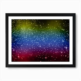 Red, Blue, Yellow Shining Star Background Art Print