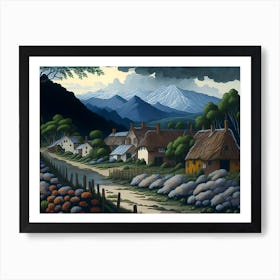 Village In The Snow Art Print