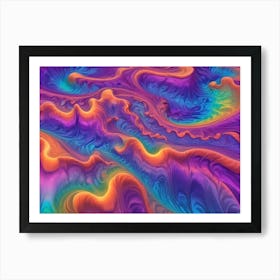 Abstract Background Featuring A Swirling, Dynamic Design In Shades Of Purple, Orange, Blue, And Green Art Print