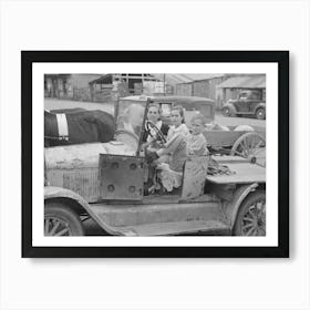 Farmer S Children Sitting In Farm Truck, Saturday Afternoon, San Augustine, Texas By Russell Lee Art Print