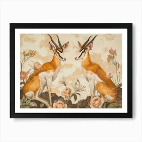 Floral Animal Illustration Antelope 2 Art Print