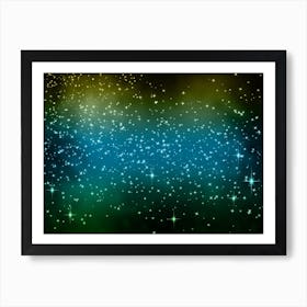 Green, Blue, Yellow Shining Star Background Art Print