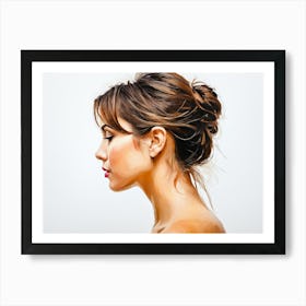 Side Profile Of Beautiful Woman Oil Painting 31 Art Print