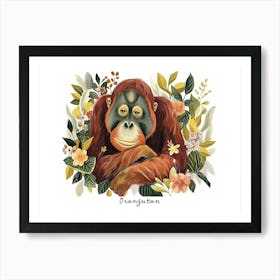 Little Floral Orangutan 1 Poster Art Print