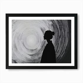 Silhouette Of A Woman In A Vortex Art Print