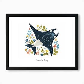 Little Floral Manta Ray Poster Art Print