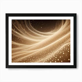 Abstract Background Of Glowing, Golden Lines And Particles Swirling And Flowing Across A Dark Background Art Print