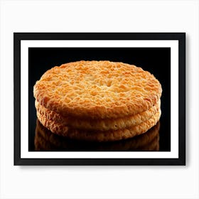 Biscuits On A Black Background Art Print