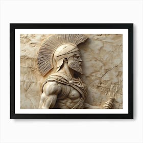 3d Relief Of An Ancient Greek Warrior 1 Art Print