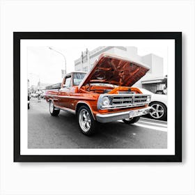 Orange Ford F100 Pickup Truck Art Print