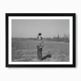 Man In Charge Of The Threshing Waving To Crew In The Field To Bring In Another Load,Near Littlefork, Minnesota By Russell Art Print