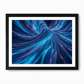 Abstract Background Design With Flowing Lines And Waves Of Blue And Purple With A Futuristic, Neon Look And A Shiny Texture Art Print