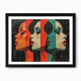 Abstract Woman Faces In Geometric Harmony 9 Art Print