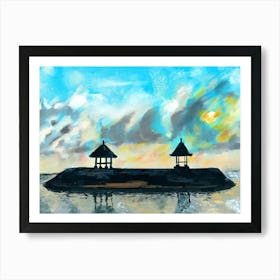 Peaceful sunset on beach scene with acrylic Art Print