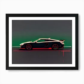 Neon Sports Car Art Print