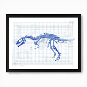 Corythosaurus Skeleton Hand Drawn Blueprint 2 Art Print