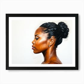 Side Profile Of Beautiful Woman Oil Painting 148 Art Print