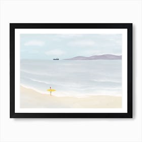 Surf Man on the Beach by the Sea Art Print