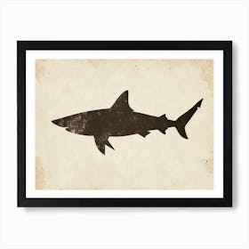 Bull Shark Grey Silhouette 7 Art Print