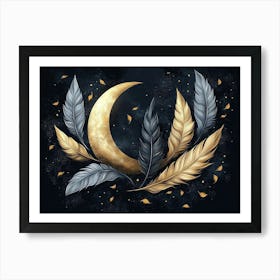 Moon And Feathers 5 Art Print