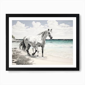 A Horse Oil Painting In Grace Bay Beach Turks And Caicos Islands, Landscape 1 Art Print