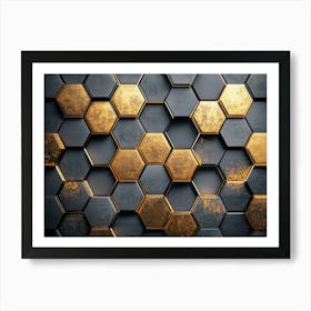 Abstract Gold Hexagonal Pattern Art Print