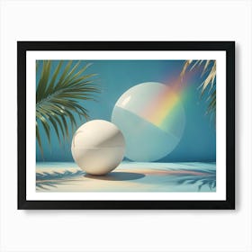 Low Poly Sunset On A Beach Art Print