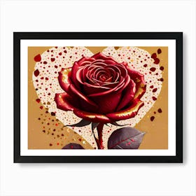 Valentine'S Day Card Rose And Heart Art Print