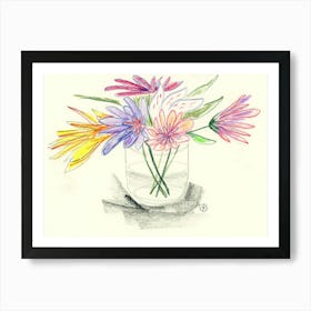 Pencil Flowers 4- floral vertical minimal Art Print