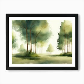 Watercolor Of Trees Art Print