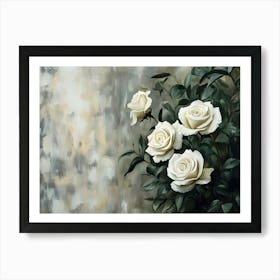 Minimalist White Roses 3 Art Print