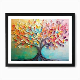 Abstract Colorful Tree With Hanging Branches And Multicolored Art Print