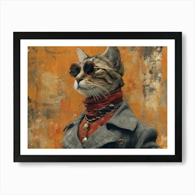 Steampunk Cat in a Suit Art Print by AI Art - Fy