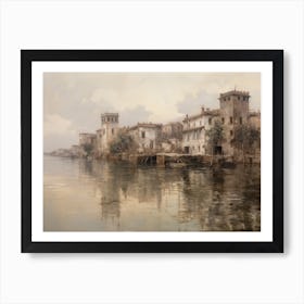 Coastal European Village Painting Art Print