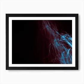 Glowing Abstract Curved Blue And Red Lines 16 Art Print