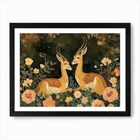 Floral Animal Illustration Gazelle 2 Art Print