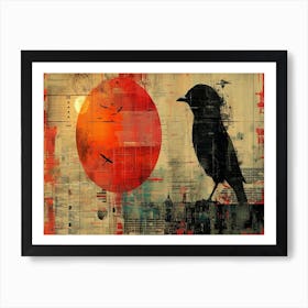 Temporal Resonances: A Conceptual Art Collection. Bird On The Wall Art Print