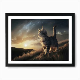 Cat In The Night Sky Art Print