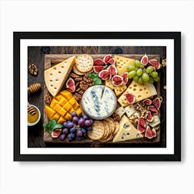 Artisan Cheese Board Featuring An Array Of Gourmet Selections Various Cheeses Meticulously Organize Art Print