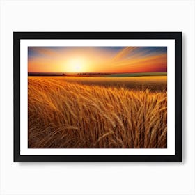 Sunset Over Wheat Field 1 Art Print