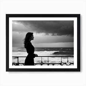 Woman Looking At The Sea Art Print