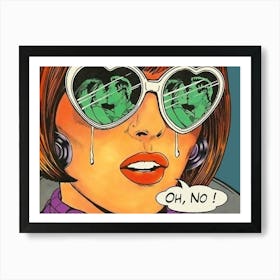 Pop Art Girl with Sunglasses Discovered Her Boyfriend's Romance Affair Art Print