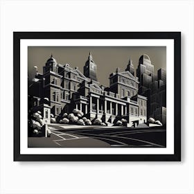 Cityscape, black and white monochromatic art Art Print