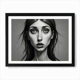 Woman Drawn Features Art Print