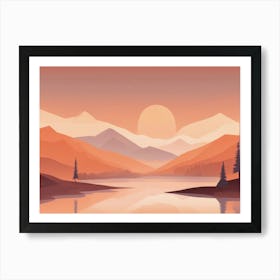 Misty mountains horizontal background in orange tone 90 Art Print