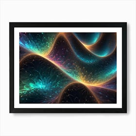 Abstract, Glowing, Colorful Lines Intertwining To Create A Mesmerizing And Dynamic Pattern Art Print