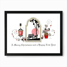 Victorian Christmas Greeting With Engraved Font Art Print