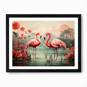 Flamingo Fun 1 Art Print