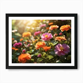 Colorful Flowers In The Garden Paintings Art Print Art Print