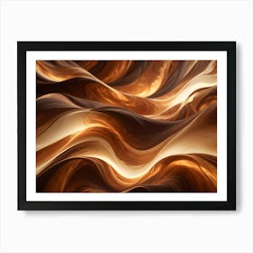 Abstract Image With Swirling, Flowing Lines Of Color In Shades Of Brown And Gold, Creating A Sense Of Energy And Movement Art Print